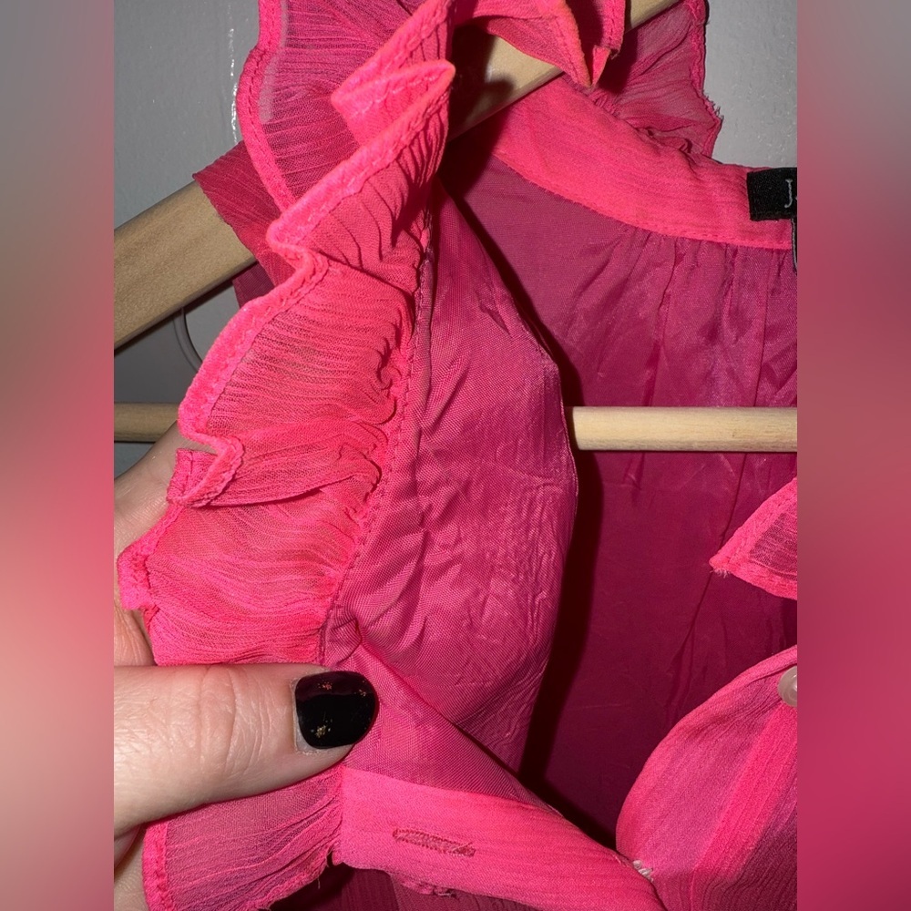J. Crew Ruffled Lightweight Sleeveless Blouse Size 2 Hot Pink Preppy Spring - Picture 6 of 8
